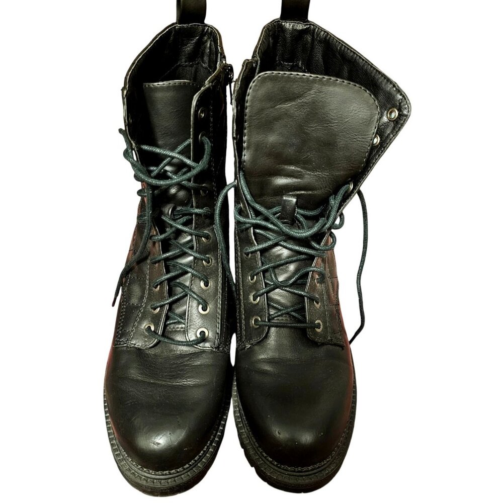 Rock Candy Black Quilted Combat Boots, Women's Size 9